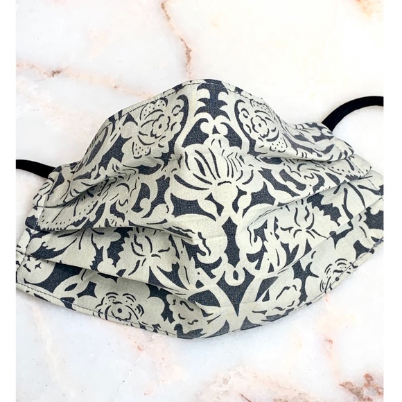 (2 LEFT) ADULT CLOTH FACE MASK_GRAY/CREME BROCADE - Picture 2 of 10